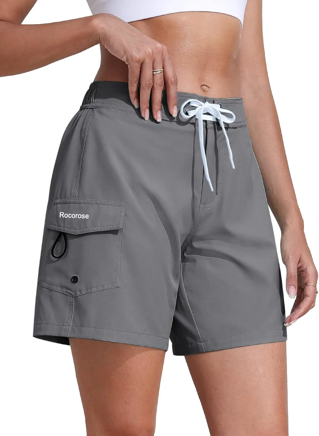 Rocorose Women's Swim Shorts 5" Quick Dry Swimsuit Bottom Summer Beach Board Shorts Trunks with Liner