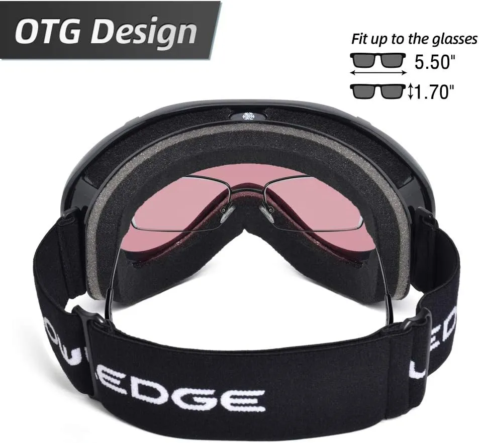 Ski Goggles Over Glasses-Ski Snowboard Snowmobile Goggles for Men Women Adult, Anti Fog 100% UV Protection