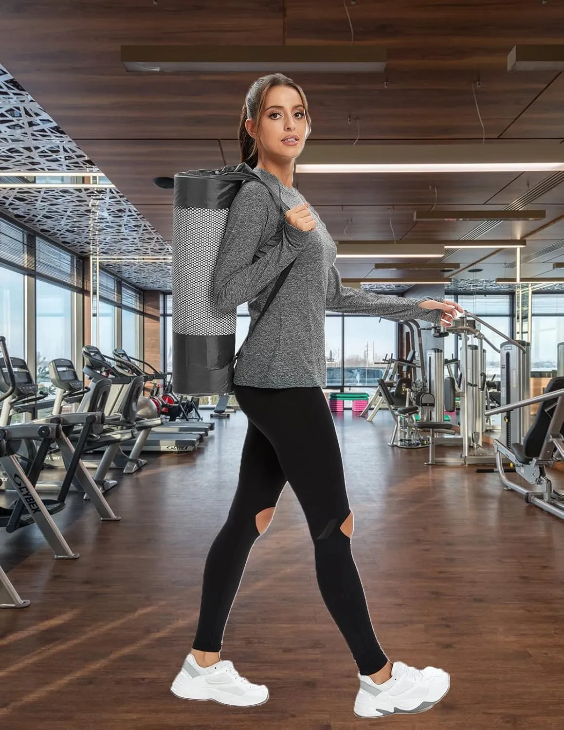 Soneven Women's Thermal Fleece Running Shirts Compression Shirts Quick Dry Workout Pullover Tops with Thumb Holes