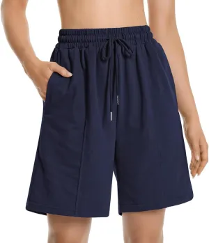 Womens Long Sweat Shorts Casual Summer Bermuda Loose Lounge Workout Athletic Shorts with Pockets