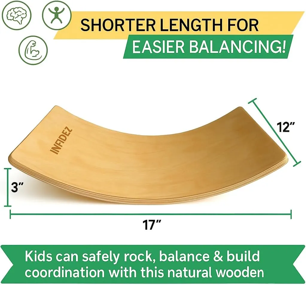 Wooden Balance Board Kids, Wobble Board For Balance, Balance Board Toddler Supporter, Balance Boards for Stability and Core Training