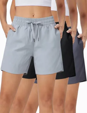 ZUTY 3 Pack 5" Womens Athletic Shorts Basic Running Shorts Lightweight Quick Dry Gym Workout Shorts with Pockets